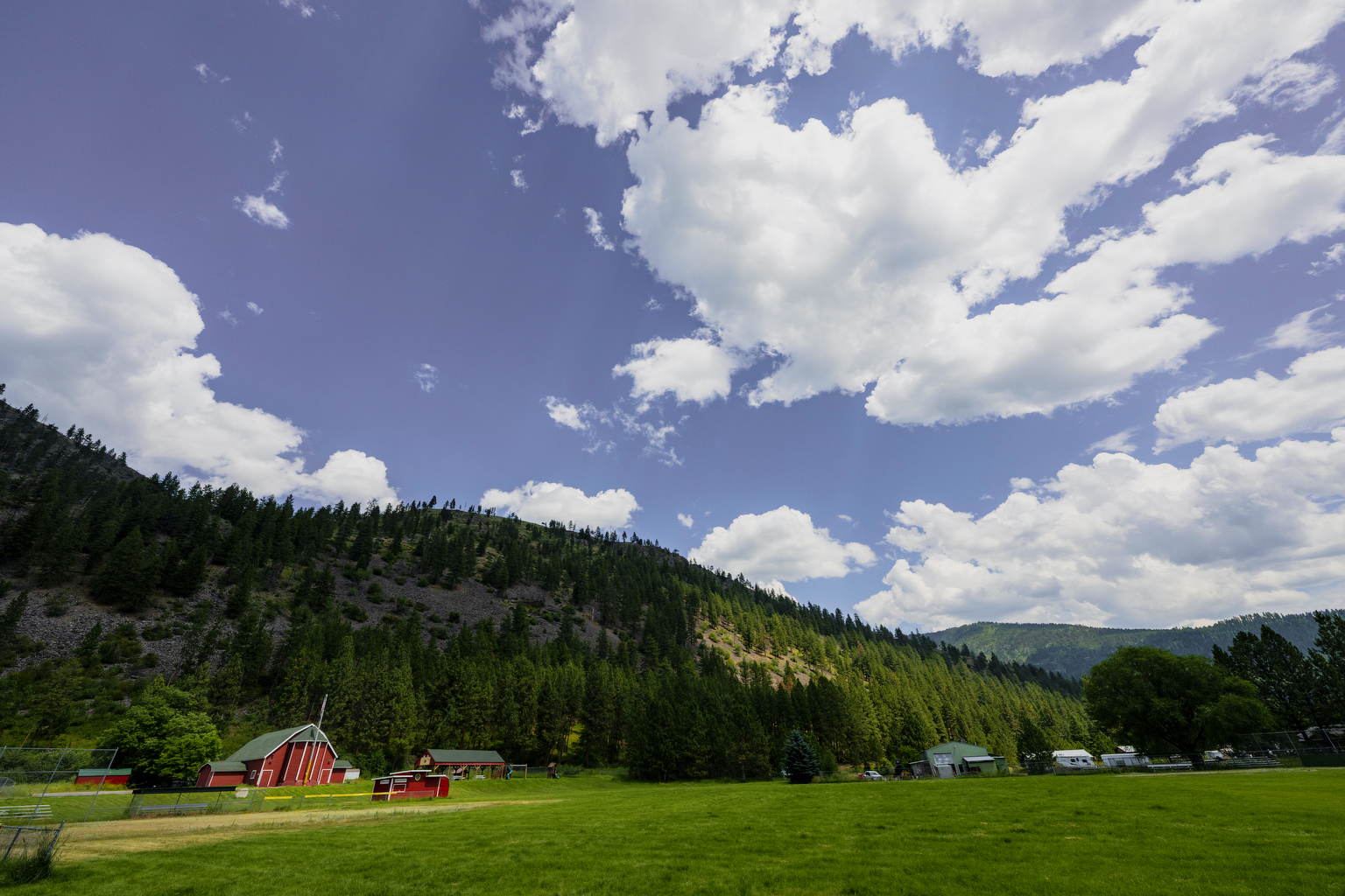 West Riverside Lions Park with barn