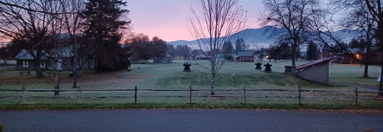 Historical Museum at Fort Missoula at dusk