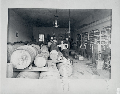 Barrels of liquor in the Mercantile